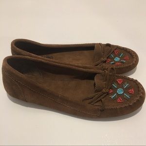 Minnetonka Brown Suede Moccasins